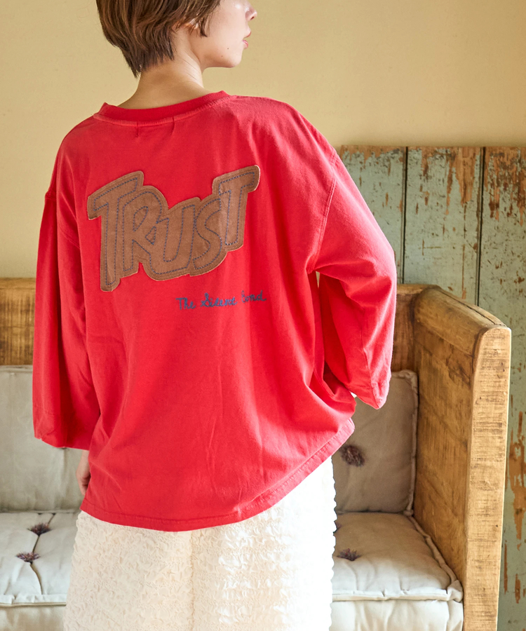 CUBE SUGAR(キューブシュガー) |【秋新作】32/-OE天竺 パウダー加工 パッチロゴ 刺繍 Tシャツ