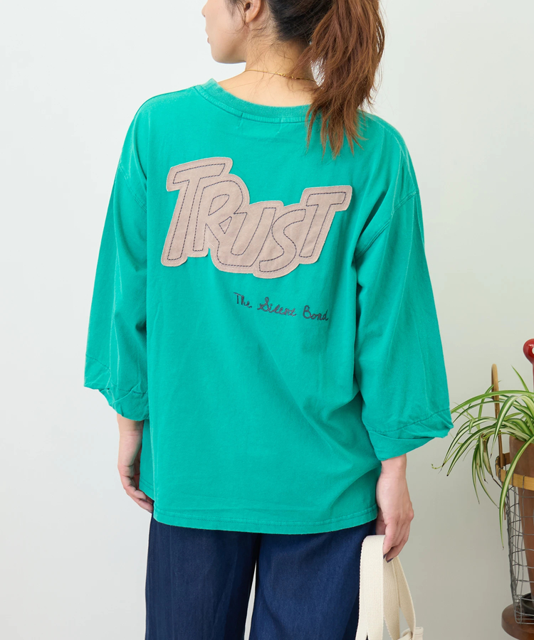 CUBE SUGAR(キューブシュガー) |【秋新作】32/-OE天竺 パウダー加工 パッチロゴ 刺繍 Tシャツ