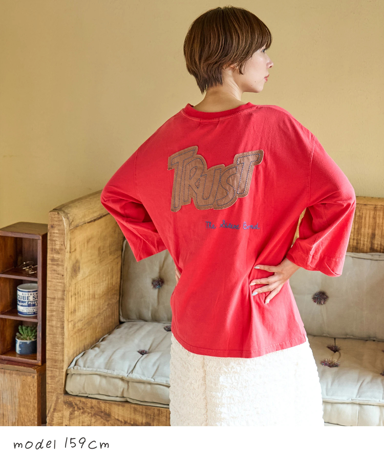 CUBE SUGAR(キューブシュガー) |【秋新作】32/-OE天竺 パウダー加工 パッチロゴ 刺繍 Tシャツ