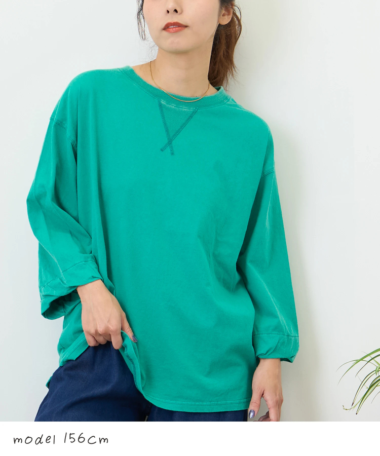 CUBE SUGAR(キューブシュガー) |【秋新作】32/-OE天竺 パウダー加工 パッチロゴ 刺繍 Tシャツ