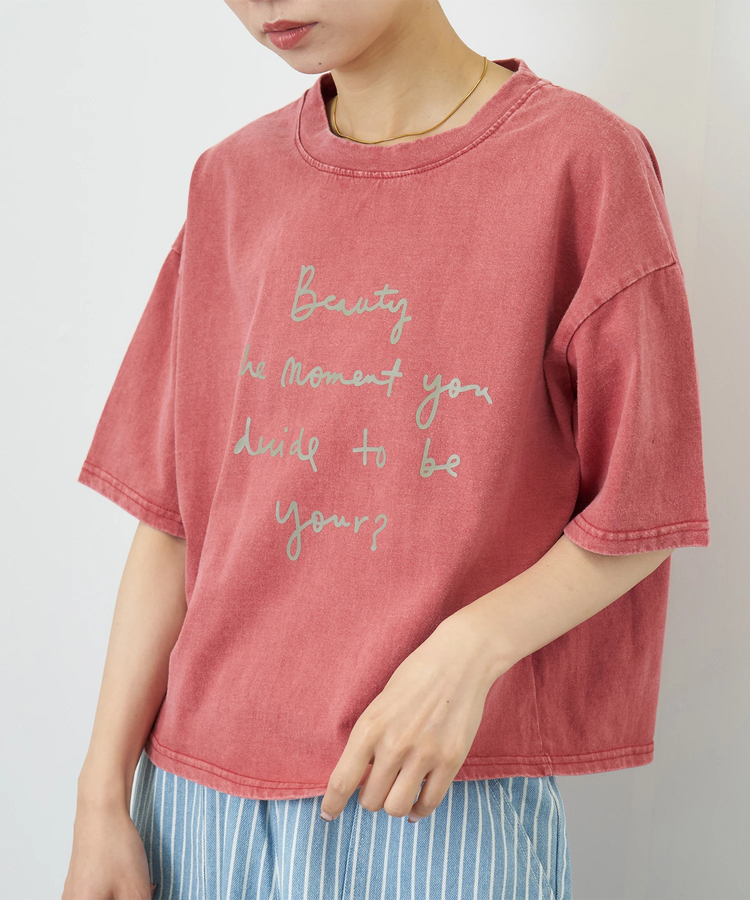 CUBE SUGAR(キューブシュガー) |パウダー加工 ロゴプリント ワイド Tシャツ
