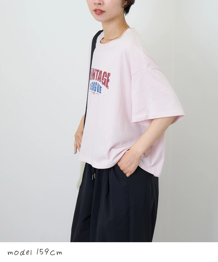 CUBE SUGAR(キューブシュガー) |WEB限定 シアー 天竺 ロゴプリント ワイド Tシャツ