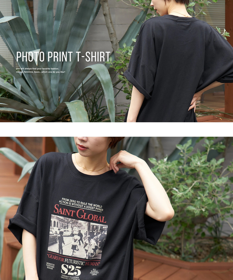 CUBE SUGAR(キューブシュガー) |【7/10頃発送予定】【夏新作】WEB限定 フォトプリント ビッグ Tシャツ