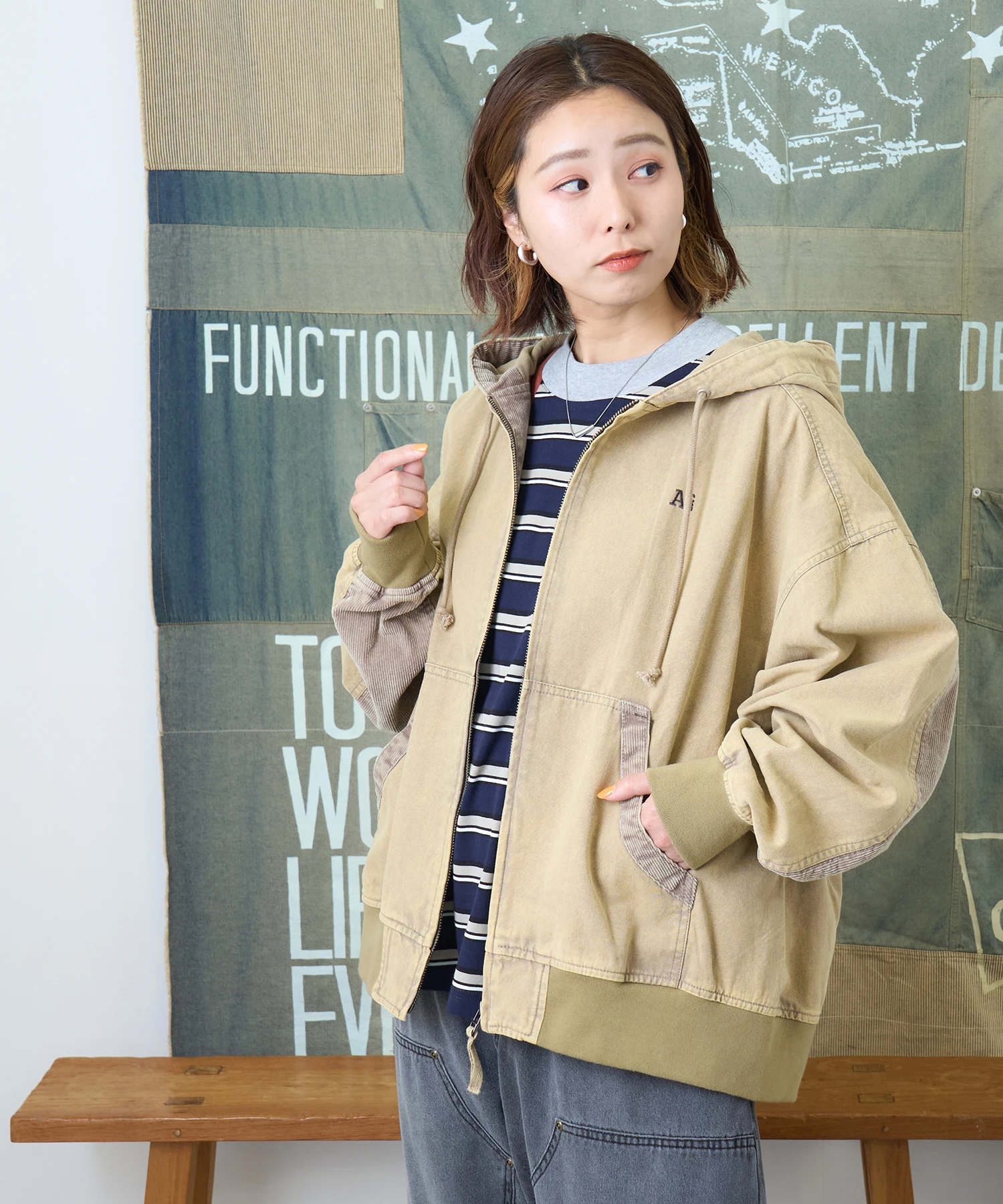秋新作】硫化染め ダック × 細コール フード ジャケット｜ファッション