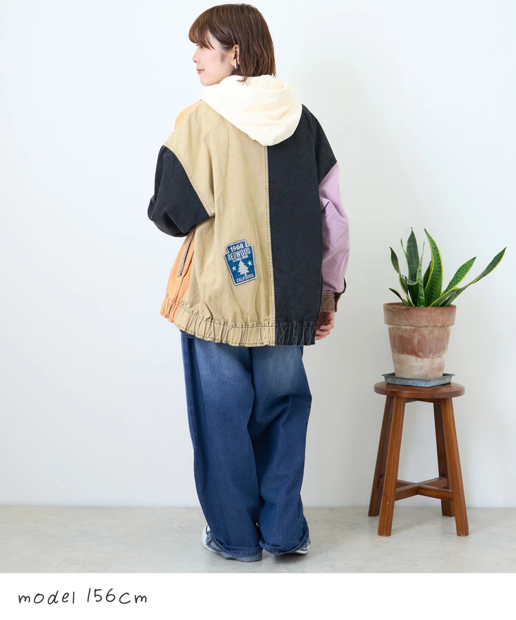 CUBE SUGAR(キューブシュガー) |【秋新作】硫化染め ダック × 細コール ワッペン 刺繍 スタンド ジャケット