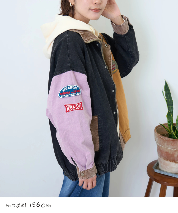 CUBE SUGAR(キューブシュガー) |【秋新作】硫化染め ダック × 細コール ワッペン 刺繍 スタンド ジャケット