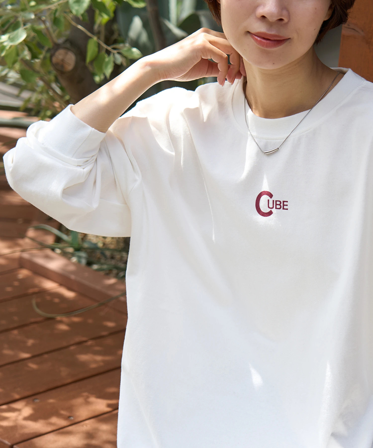 CUBE SUGAR(キューブシュガー) |【秋新作】OE天竺 カットソー ロゴプリント ビッグ Tシャツ