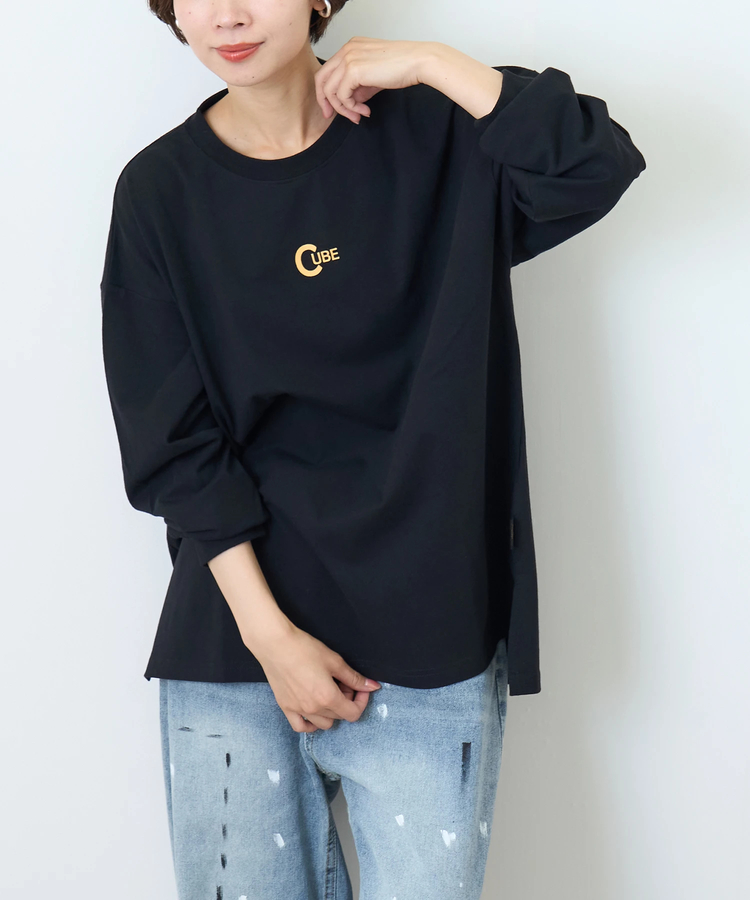 CUBE SUGAR(キューブシュガー) |【秋新作】OE天竺 カットソー ロゴプリント ビッグ Tシャツ