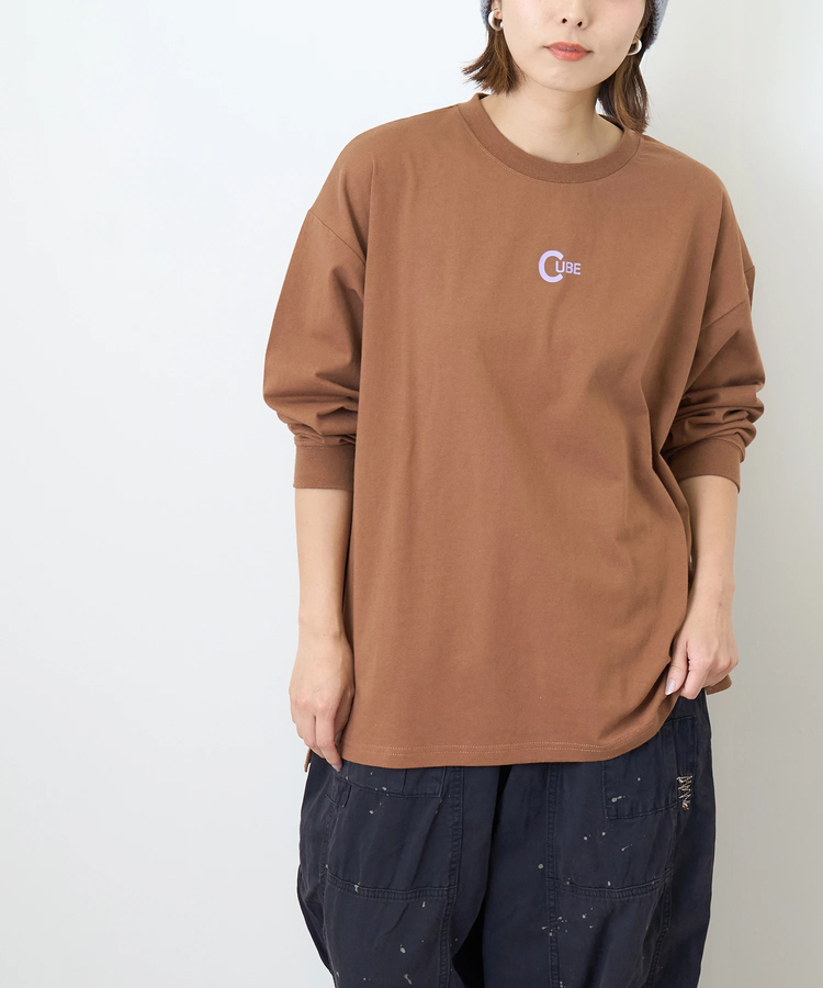 CUBE SUGAR(キューブシュガー) |【秋新作】OE天竺 カットソー ロゴプリント ビッグ Tシャツ