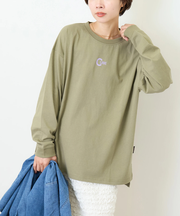 CUBE SUGAR(キューブシュガー) |【秋新作】OE天竺 カットソー ロゴプリント ビッグ Tシャツ