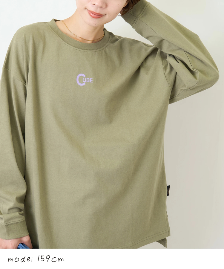 CUBE SUGAR(キューブシュガー) |【秋新作】OE天竺 カットソー ロゴプリント ビッグ Tシャツ