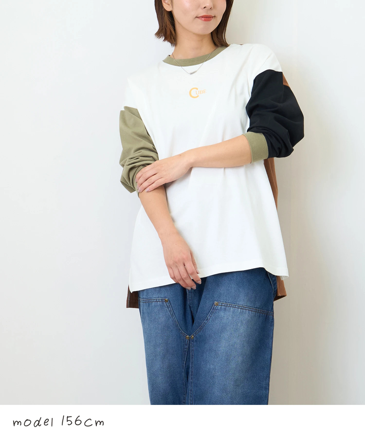 CUBE SUGAR(キューブシュガー) |【秋新作】OE天竺 カットソー ロゴプリント ビッグ Tシャツ