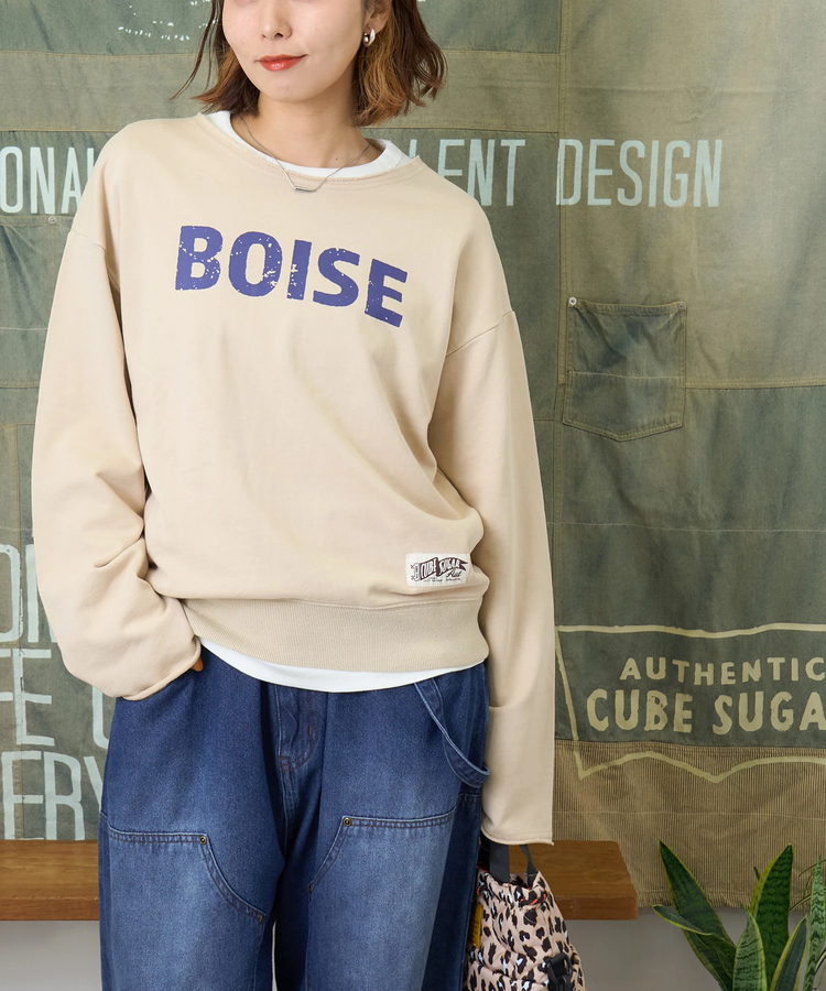 CUBE SUGAR(キューブシュガー) |【秋新作】パウダー加工 カットオフ プルオーバー スウェット