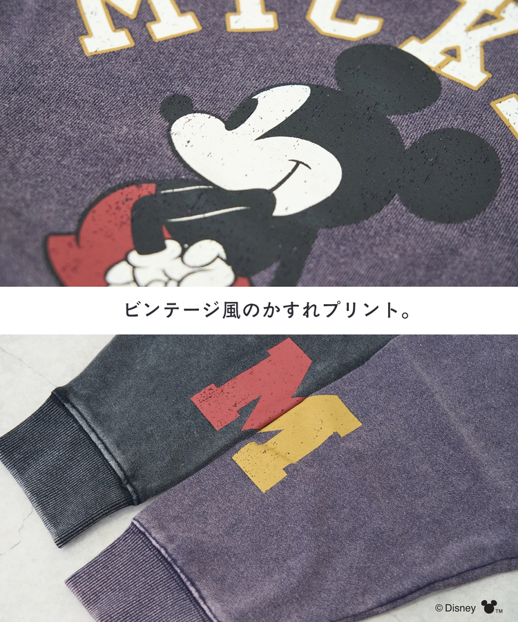 CUBE SUGAR(キューブシュガー) |【会員様限定セール除外商品】30/10裏毛 パウダー加工 ミッキーデザイン 袖パッチ スウェット