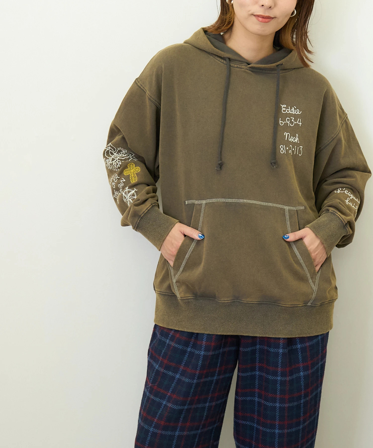 CUBE SUGAR(キューブシュガー) |【秋新作】パウダー加工 スウェット ロゴ刺繍 プルオーバーパーカー