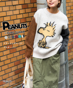 PEANUTS  ( ピーナッツ ) ブラッシング ニット ウッドストック プルオーバー