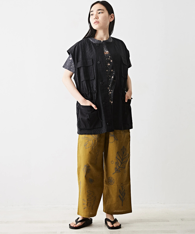 コットン リネン ボタニカル 刺繍 パンツ｜ファッション通販サイトの 