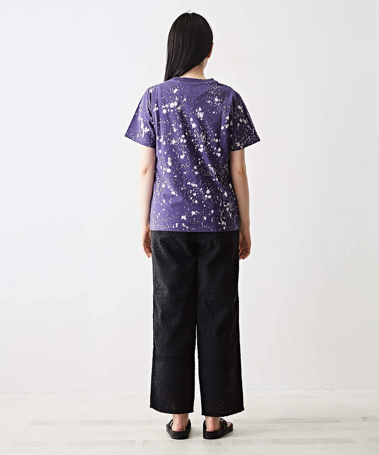 TOBILA(トビラ) |コットン 天竺 ロゴ 刺繍 ブリーチ Tシャツ