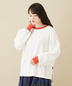 GENTIL (ジャンティ) 度詰天竺 カットソー × 配色 フライス トリム ロング Tシャツ