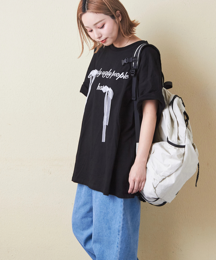 SELECT(セレクト) |evo. (エボ) WEB限定 リボン付きロゴプリント Tシャツ