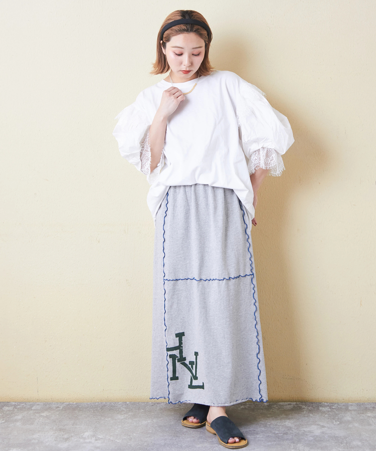 SELECT(セレクト) |evo. (エボ) WEB限定 ボリューム袖 レース付き Tシャツ