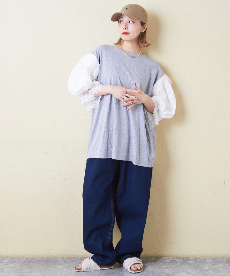 SELECT(セレクト) |evo. (エボ) WEB限定 ボリューム袖 レース付き Tシャツ