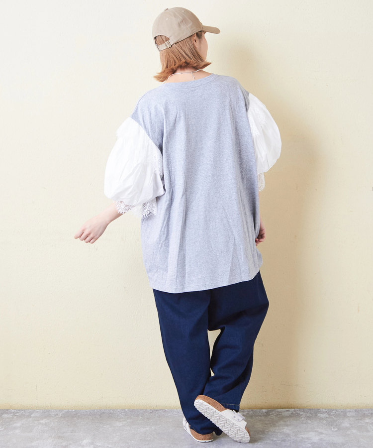 SELECT(セレクト) |evo. (エボ) WEB限定 ボリューム袖 レース付き Tシャツ