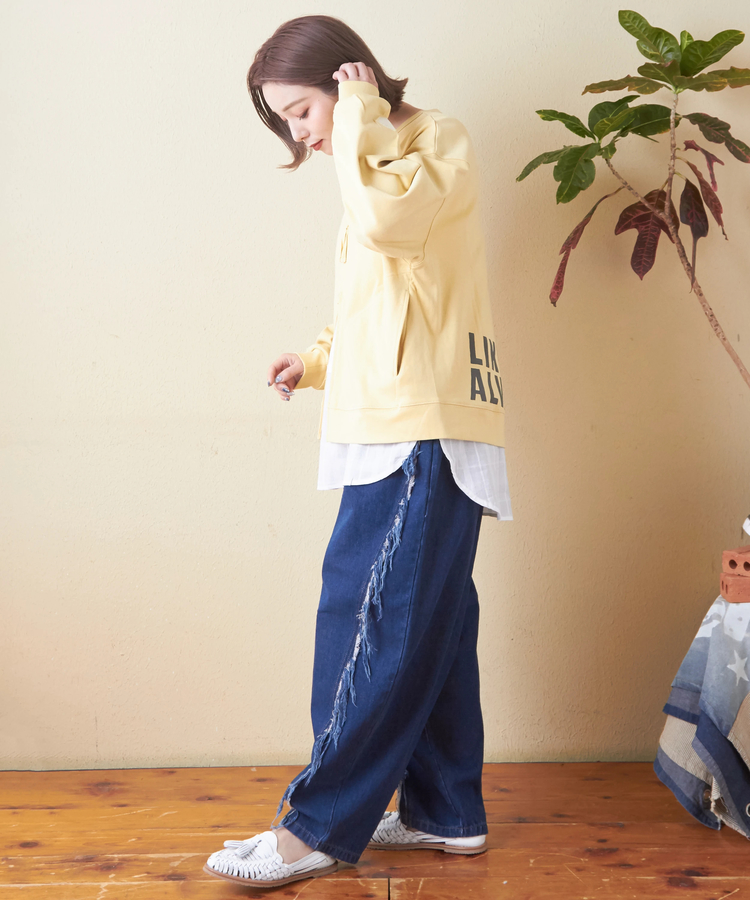 SELECT(セレクト) |evo. (エボ) WEB限定 フリンジ ワイドデニムパンツ