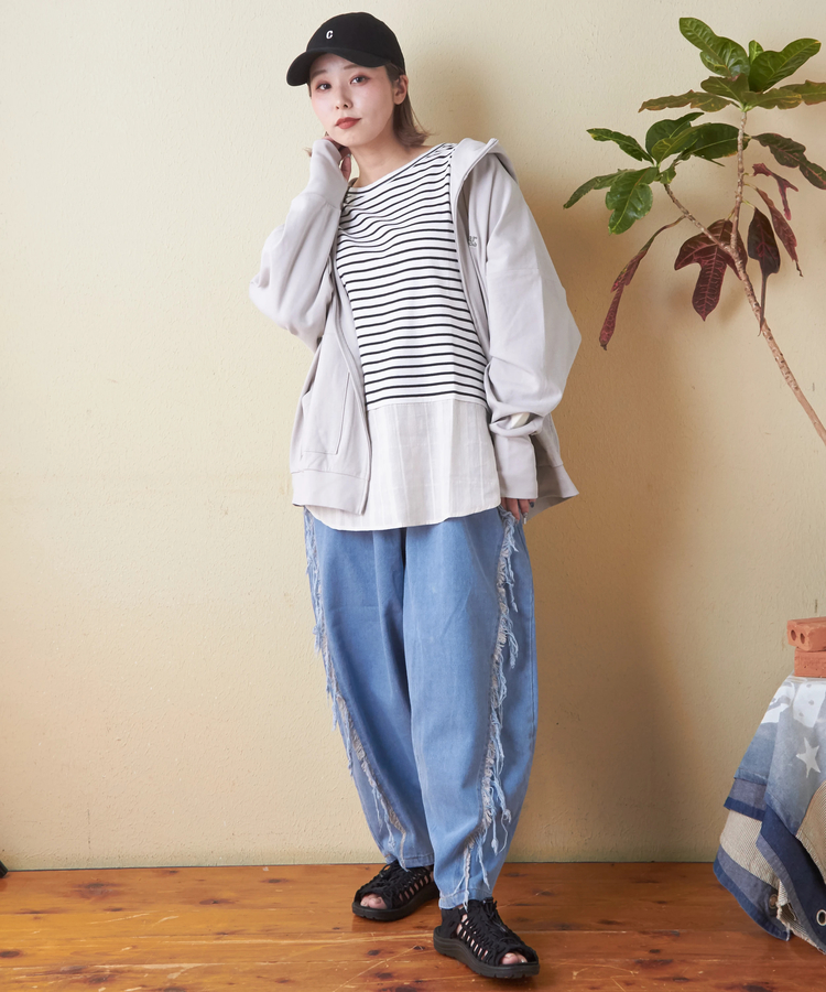 SELECT(セレクト) |evo. (エボ) WEB限定 フリンジ ワイドデニムパンツ