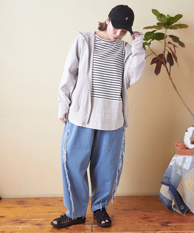 SELECT(セレクト) |evo. (エボ) WEB限定 フリンジ ワイドデニムパンツ