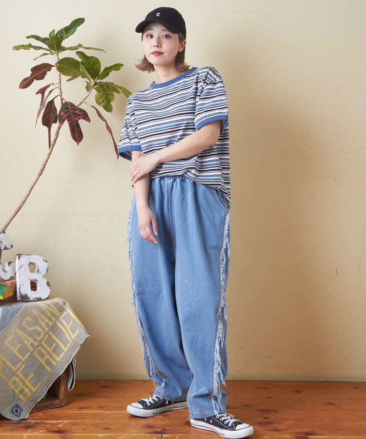 SELECT(セレクト) |evo. (エボ) WEB限定 フリンジ ワイドデニムパンツ