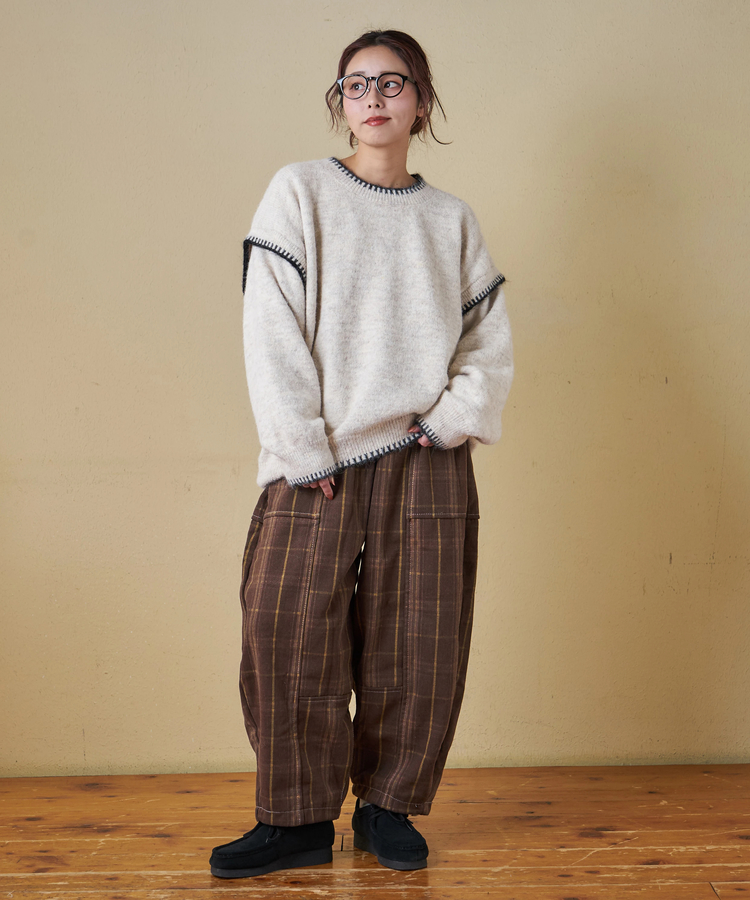 SELECT(セレクト) |【秋冬新作】WEB限定 evo. (エボ) チェック柄 プリント 裏フリース イージー コクーンパンツ