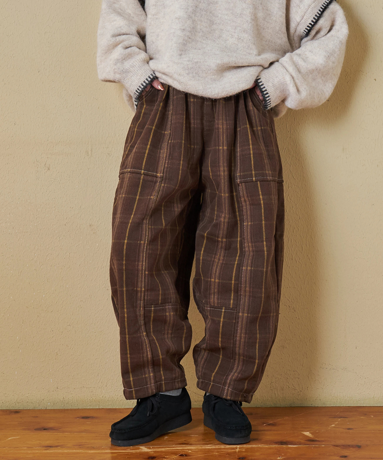 SELECT(セレクト) |【秋冬新作】WEB限定 evo. (エボ) チェック柄 プリント 裏フリース イージー コクーンパンツ