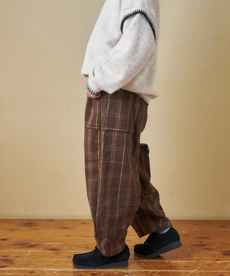 SELECT(セレクト) |【秋冬新作】WEB限定 evo. (エボ) チェック柄 プリント 裏フリース イージー コクーンパンツ