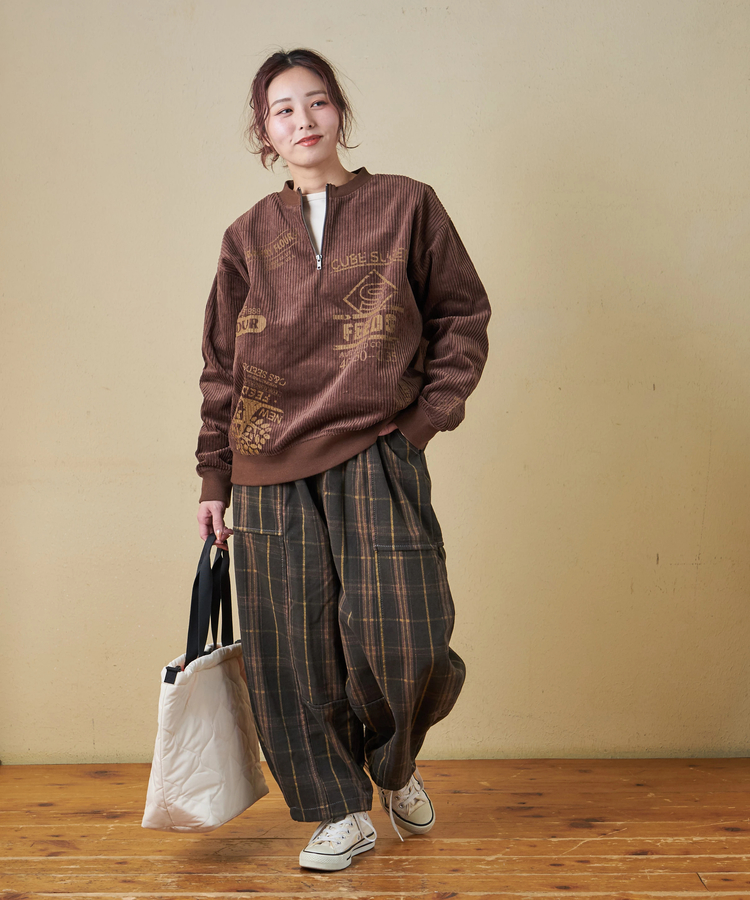 SELECT(セレクト) |【秋冬新作】WEB限定 evo. (エボ) チェック柄 プリント 裏フリース イージー コクーンパンツ