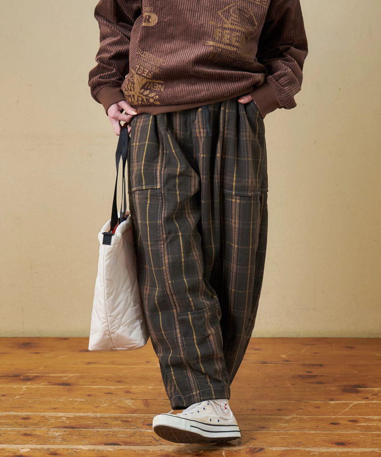 SELECT(セレクト) |【秋冬新作】WEB限定 evo. (エボ) チェック柄 プリント 裏フリース イージー コクーンパンツ