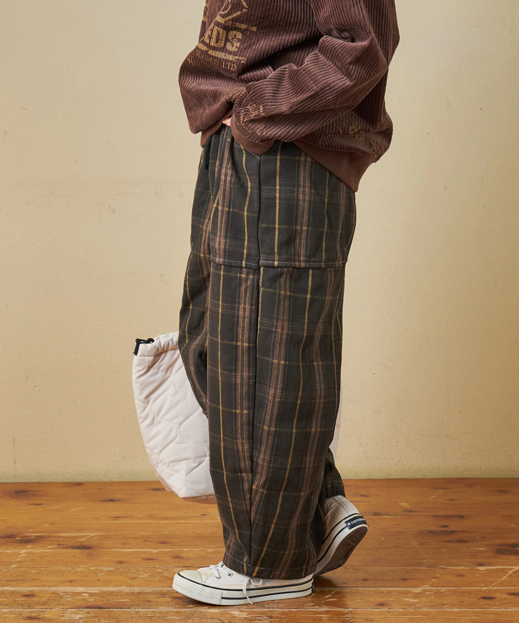 SELECT(セレクト) |【秋冬新作】WEB限定 evo. (エボ) チェック柄 プリント 裏フリース イージー コクーンパンツ