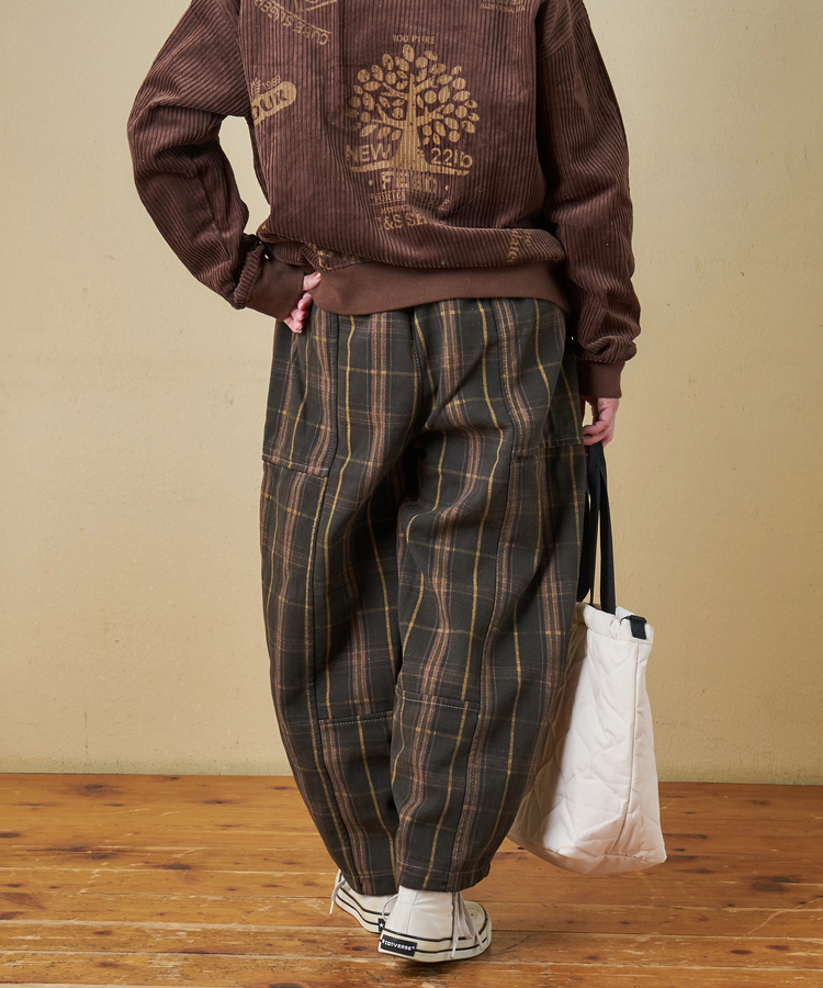 SELECT(セレクト) |【秋冬新作】WEB限定 evo. (エボ) チェック柄 プリント 裏フリース イージー コクーンパンツ