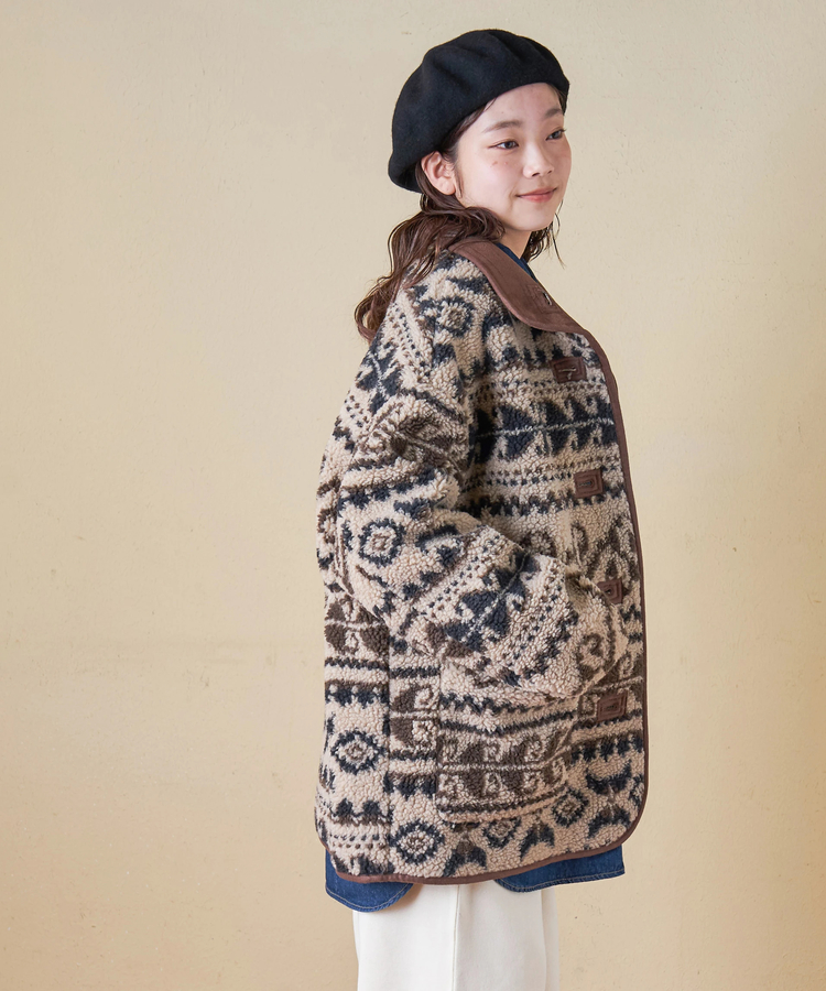 SELECT(セレクト) |【秋冬新作】WEB限定 evo. (エボ) 総柄ボア × フェイクスウェード スタンドカラー ジャケット