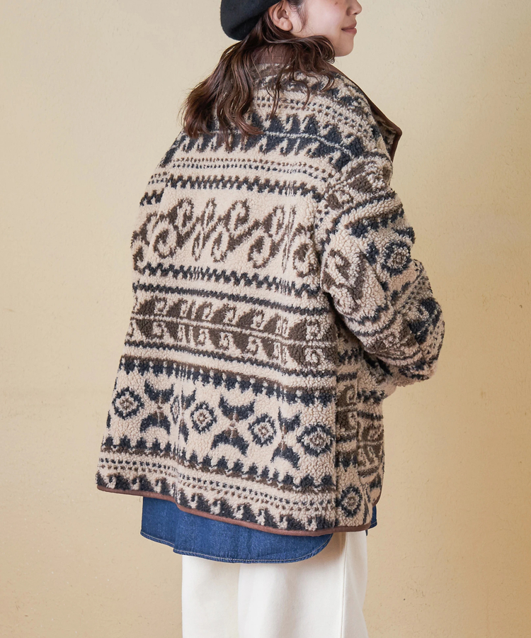 SELECT(セレクト) |【秋冬新作】WEB限定 evo. (エボ) 総柄ボア × フェイクスウェード スタンドカラー ジャケット