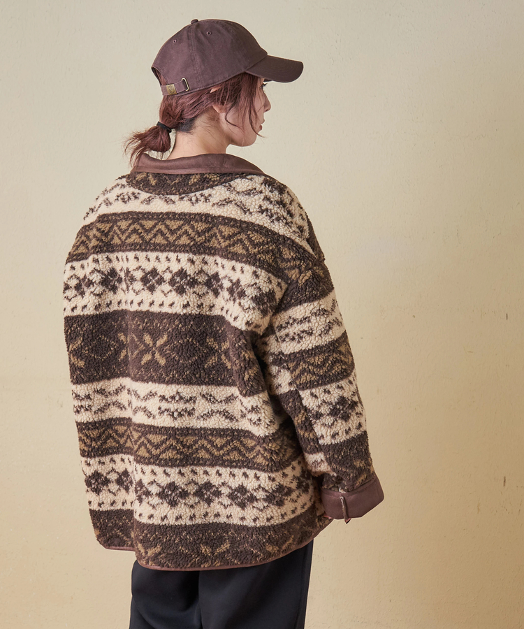 SELECT(セレクト) |【秋冬新作】WEB限定 evo. (エボ) 総柄ボア × フェイクスウェード スタンドカラー ジャケット