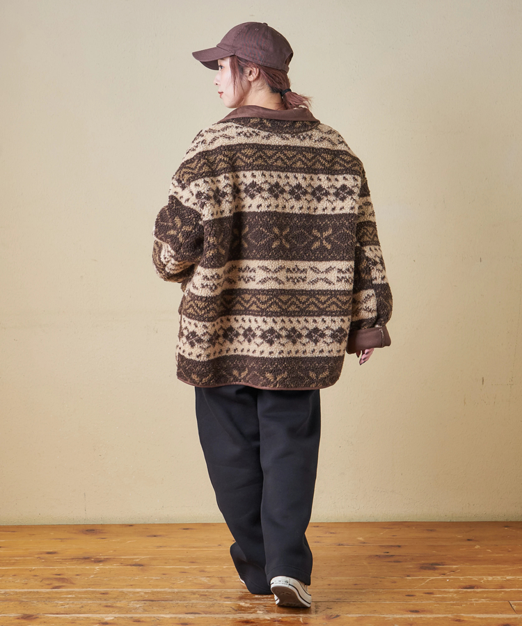 SELECT(セレクト) |【秋冬新作】WEB限定 evo. (エボ) 総柄ボア × フェイクスウェード スタンドカラー ジャケット