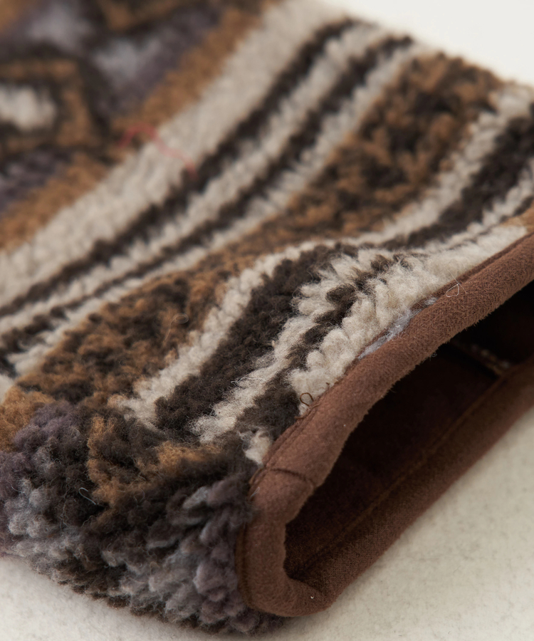 SELECT(セレクト) |【秋冬新作】WEB限定 evo. (エボ) 総柄ボア × フェイクスウェード スタンドカラー ジャケット