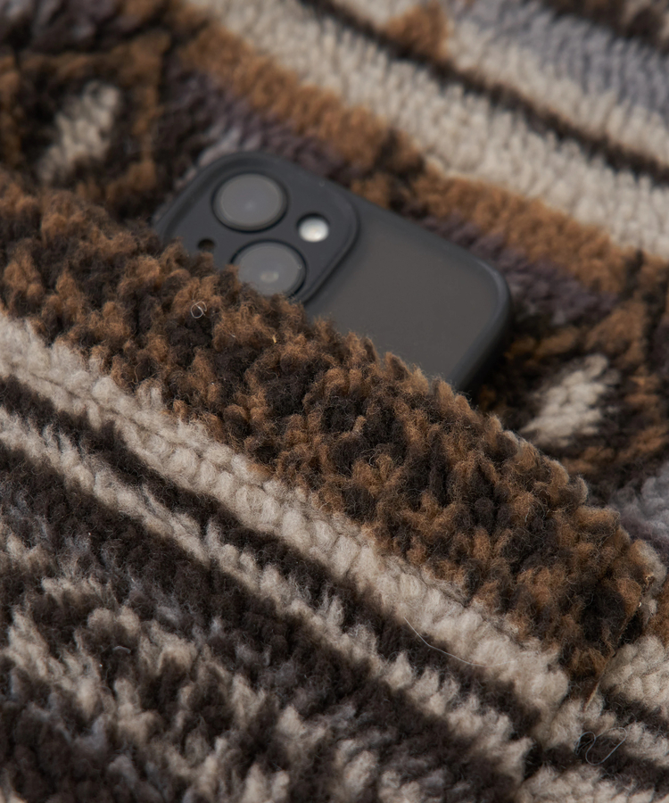 SELECT(セレクト) |【秋冬新作】WEB限定 evo. (エボ) 総柄ボア × フェイクスウェード スタンドカラー ジャケット