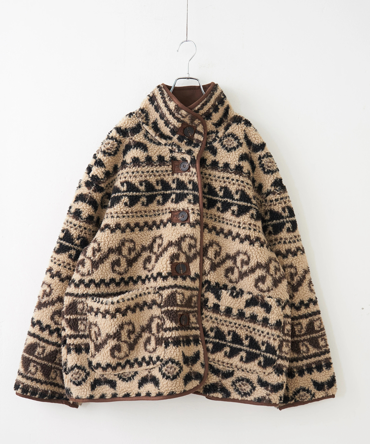 SELECT(セレクト) |【秋冬新作】WEB限定 evo. (エボ) 総柄ボア × フェイクスウェード スタンドカラー ジャケット