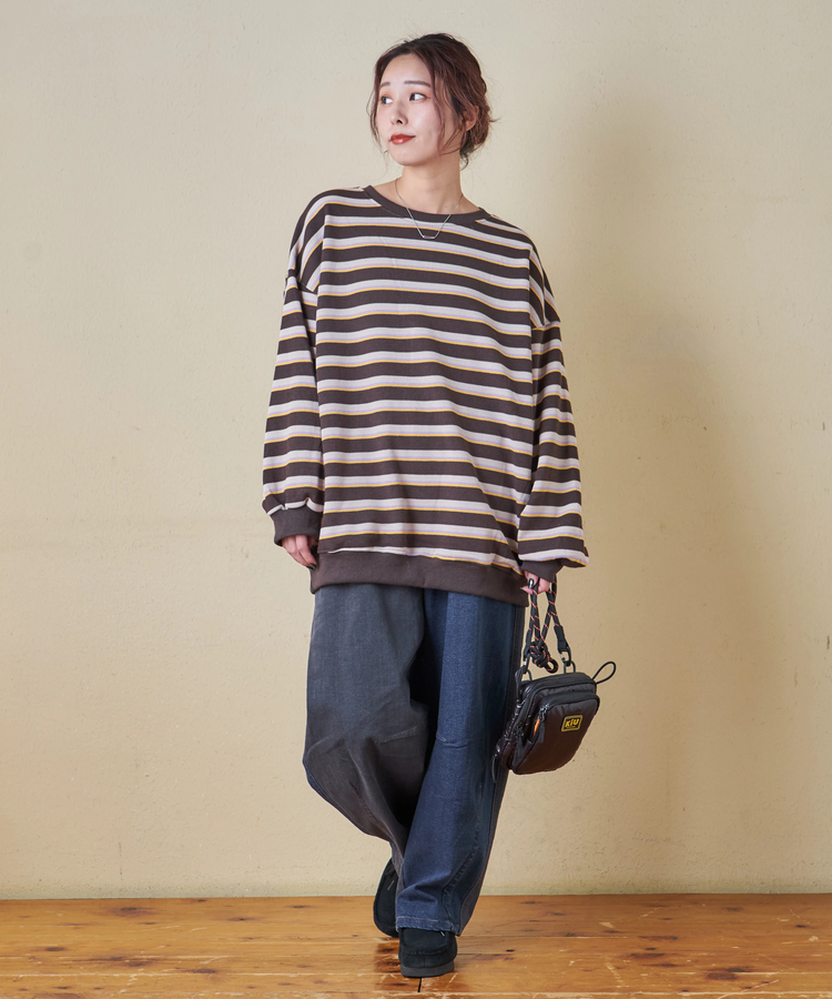 SELECT(セレクト) |【秋冬新作】WEB限定 evo. (エボ) レトロ ボーダー 裏フリース リブ使い プルオーバー