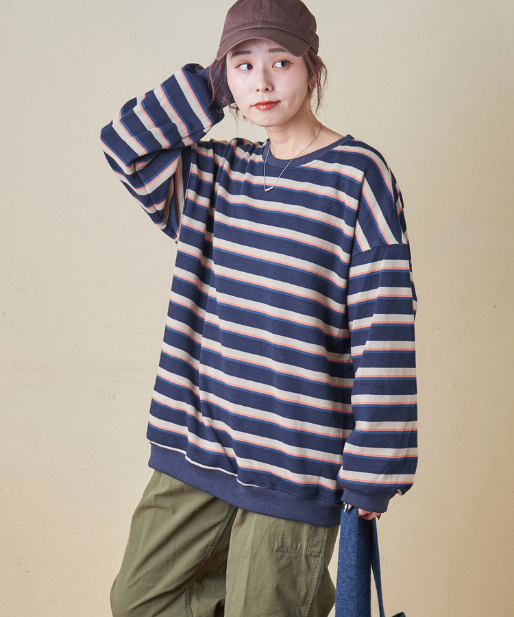 SELECT(セレクト) |【秋冬新作】WEB限定 evo. (エボ) レトロ ボーダー 裏フリース リブ使い プルオーバー