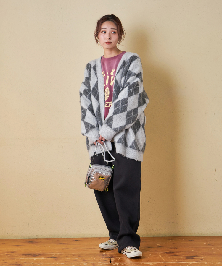 SELECT(セレクト) |【秋冬新作】WEB限定 evo. (エボ) アーガイル柄 シャギーニット Vネック カーディガン