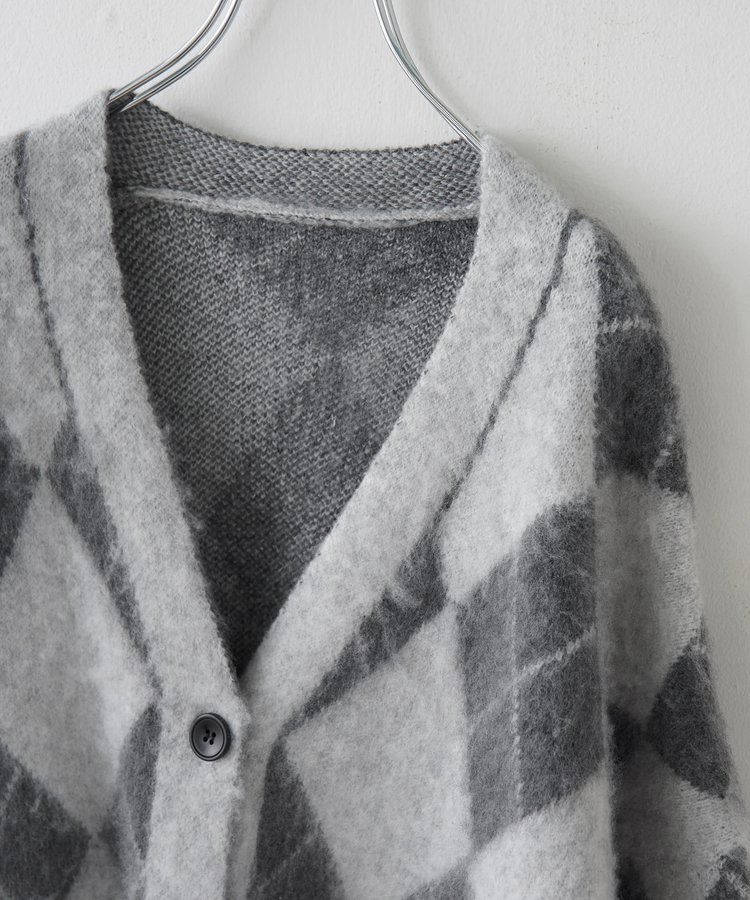 SELECT(セレクト) |【秋冬新作】WEB限定 evo. (エボ) アーガイル柄 シャギーニット Vネック カーディガン