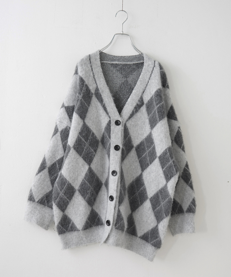 SELECT(セレクト) |【秋冬新作】WEB限定 evo. (エボ) アーガイル柄 シャギーニット Vネック カーディガン